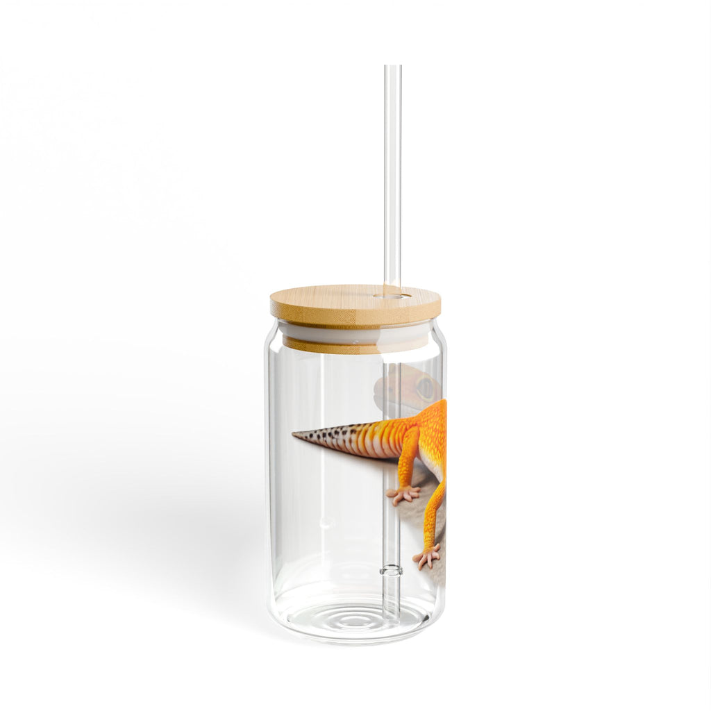 Orange Leopard Gecko Sipper Glass, 16oz | Reptile Pet Lover Tumbler