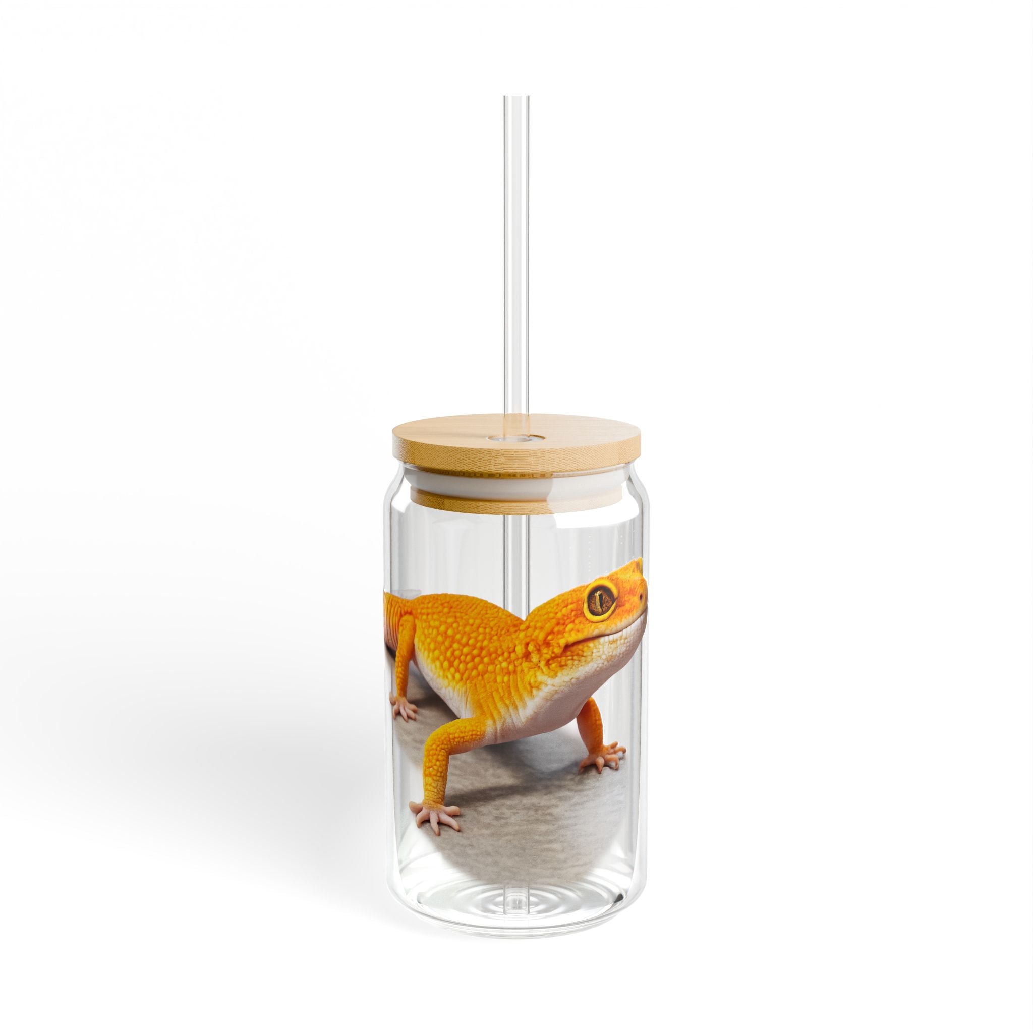 Orange Leopard Gecko Sipper Glass, 16oz | Reptile Pet Lover Tumbler