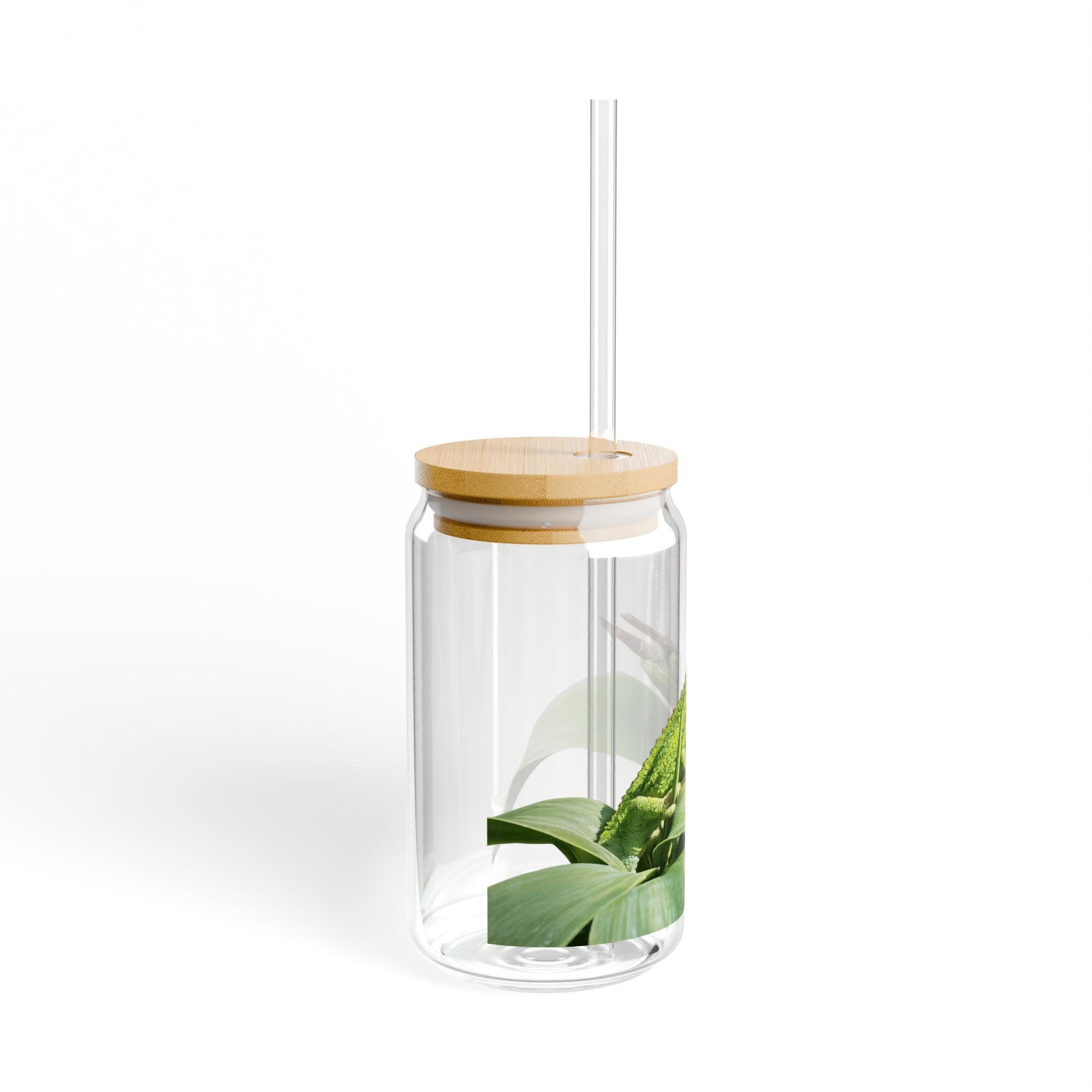Jackson's Chameleon on Leaves Sipper Glass
