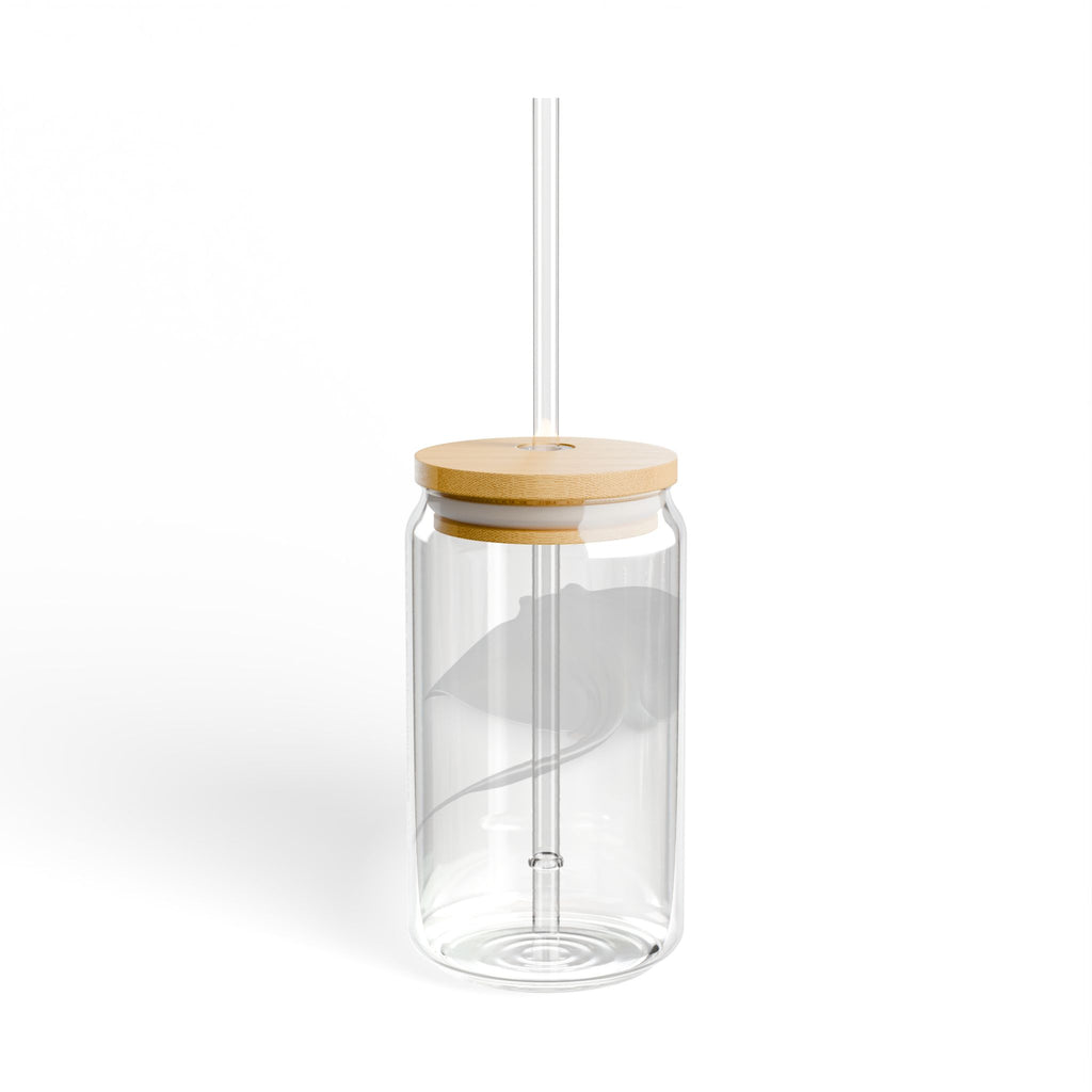 Manta Ray Illustration Sipper Glass | 16oz Clear Straw Tumbler