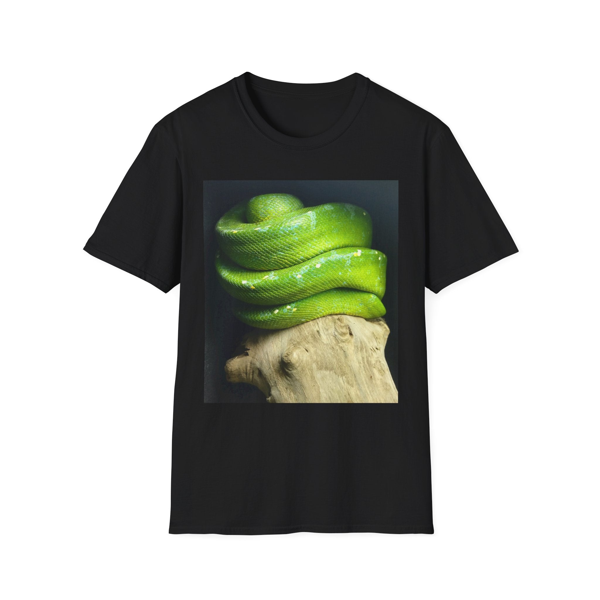 Green Tree Python on Driftwood T-Shirt | Tropical Snake Photography