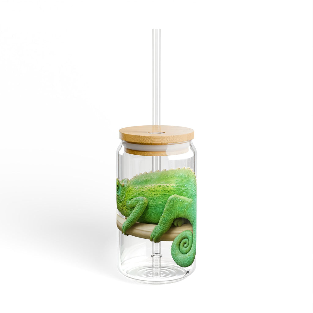Jackson's Chameleon Illustration Sipper Glass