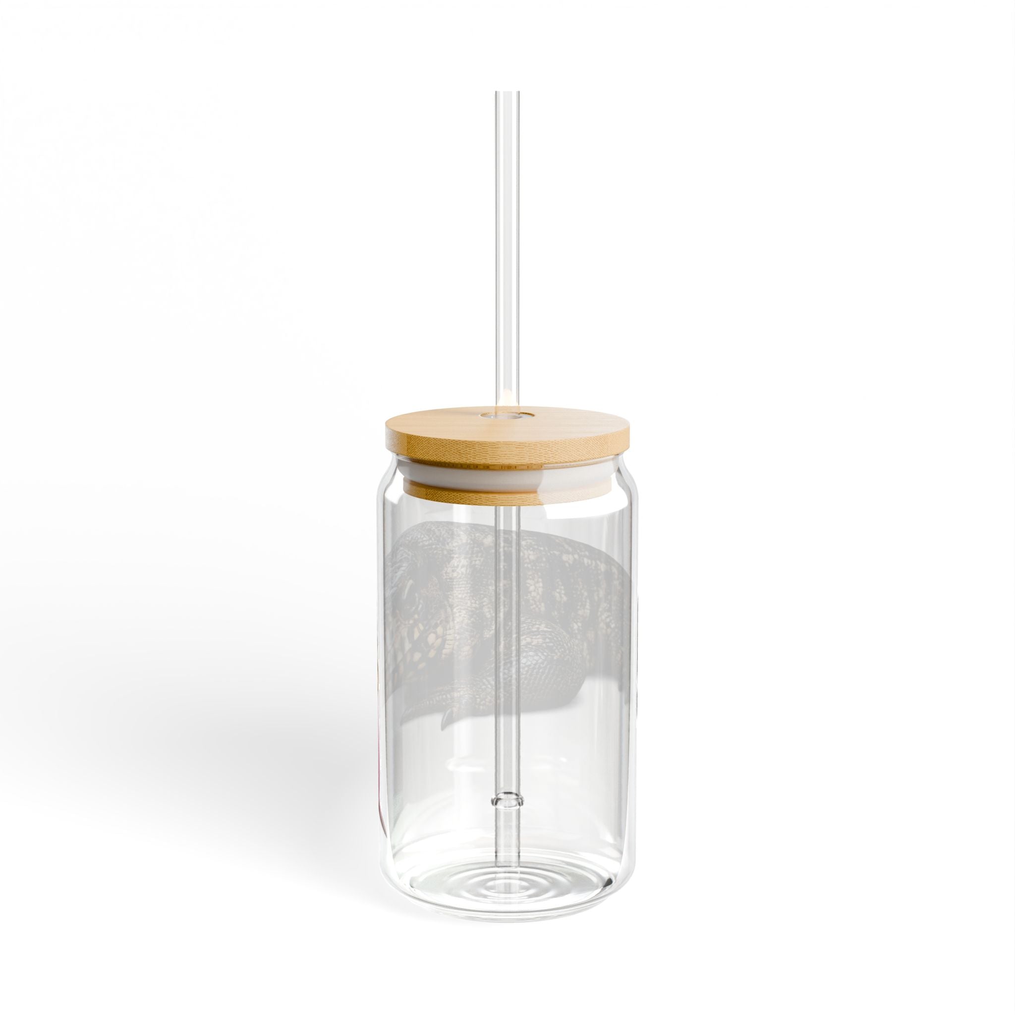 Tegu Lizard Sipper Glass | 16oz Glass Jar with Straw