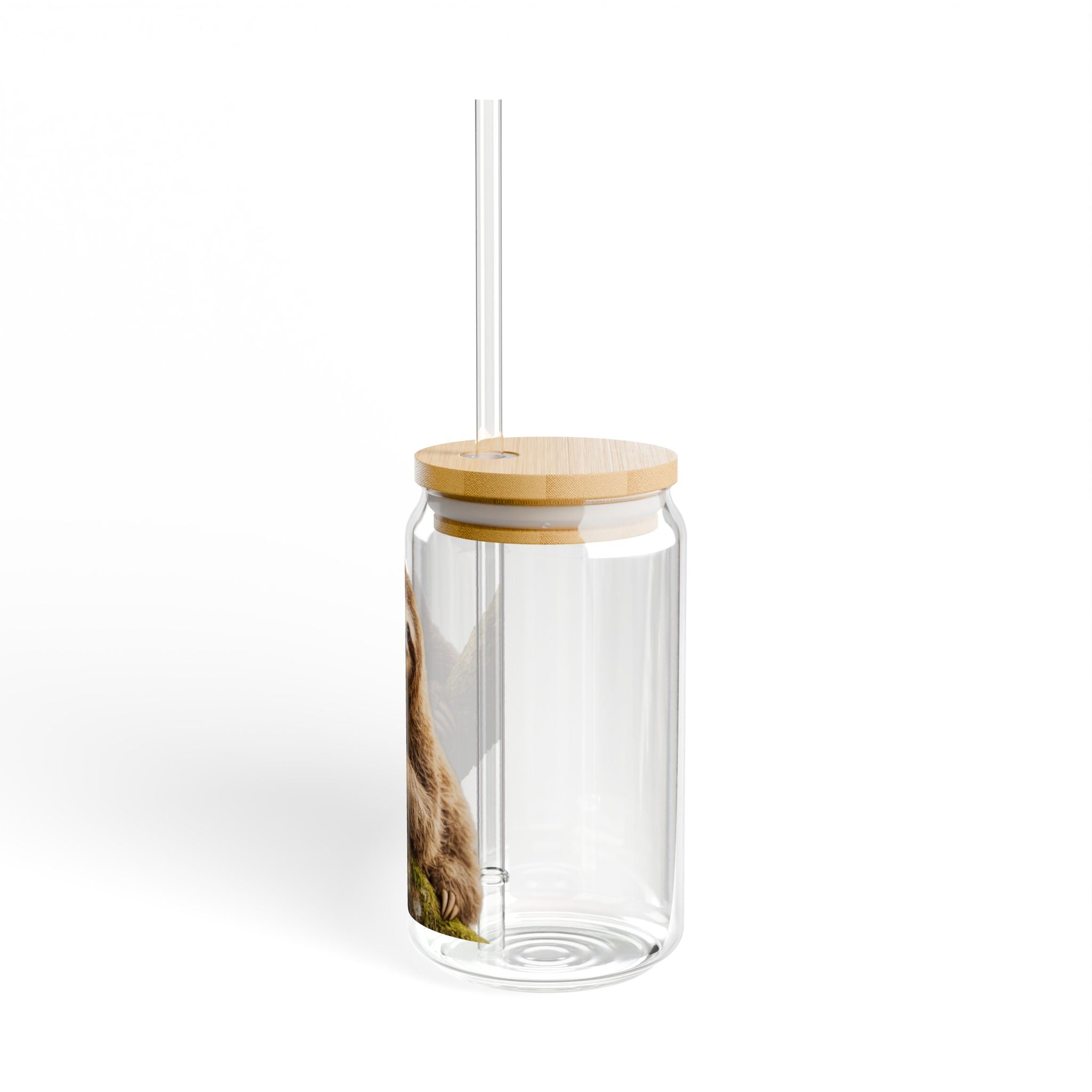Smiling Sloth Sipper Glass, 16oz | Cute Animal Drink Tumbler