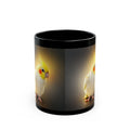 Yellow Cockatiel Illustration Black Mug | Cockatiel Coffee Cup