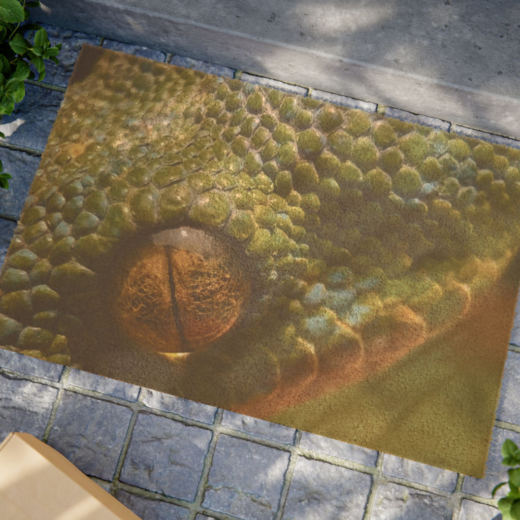 Green Snake Eye Doormat | Reptile Scale Entrance Mat