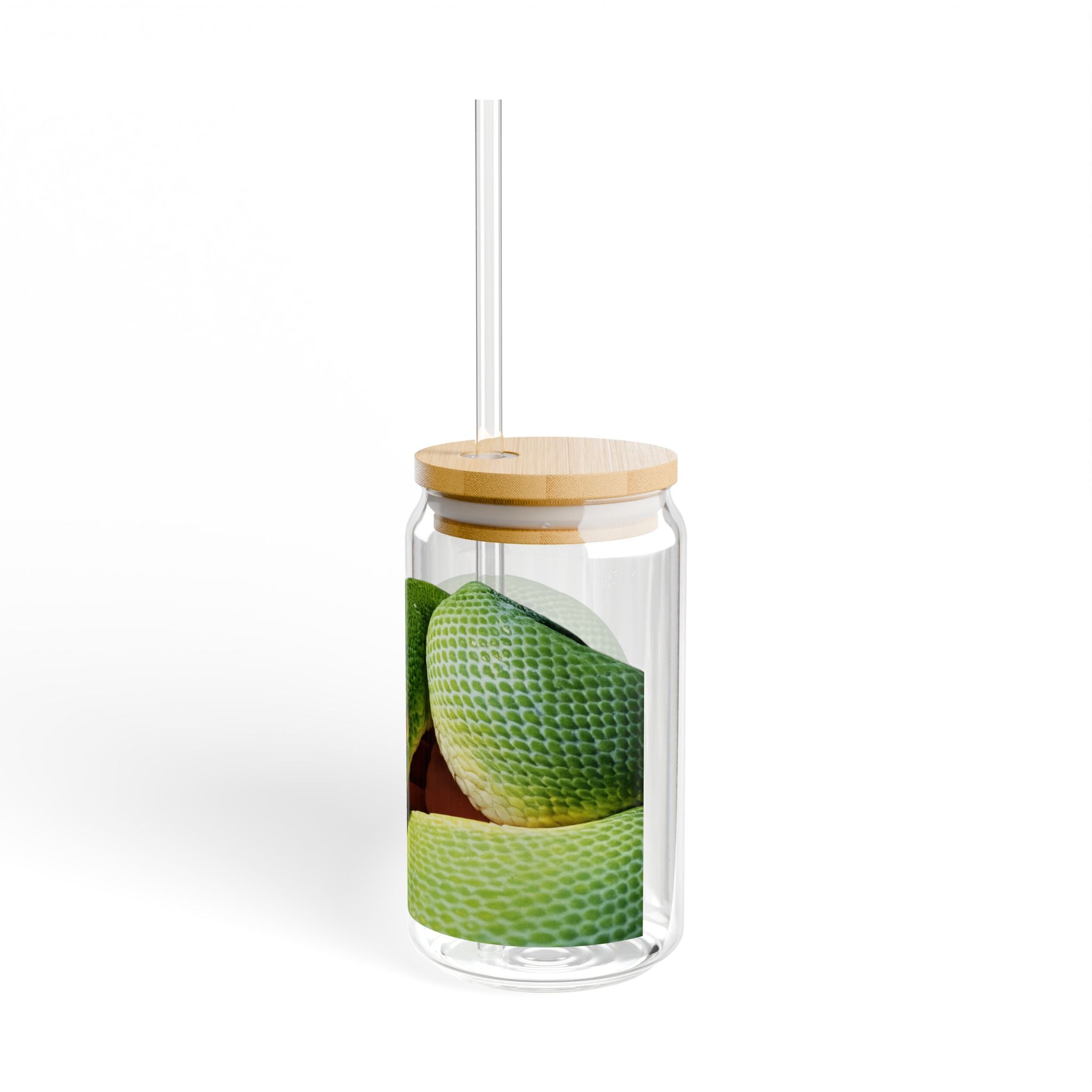 Green Tree Python Sipper Glass, 16oz