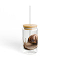 Realistic Snail Illustration Sipper Glass | 16oz Clear Tumbler
