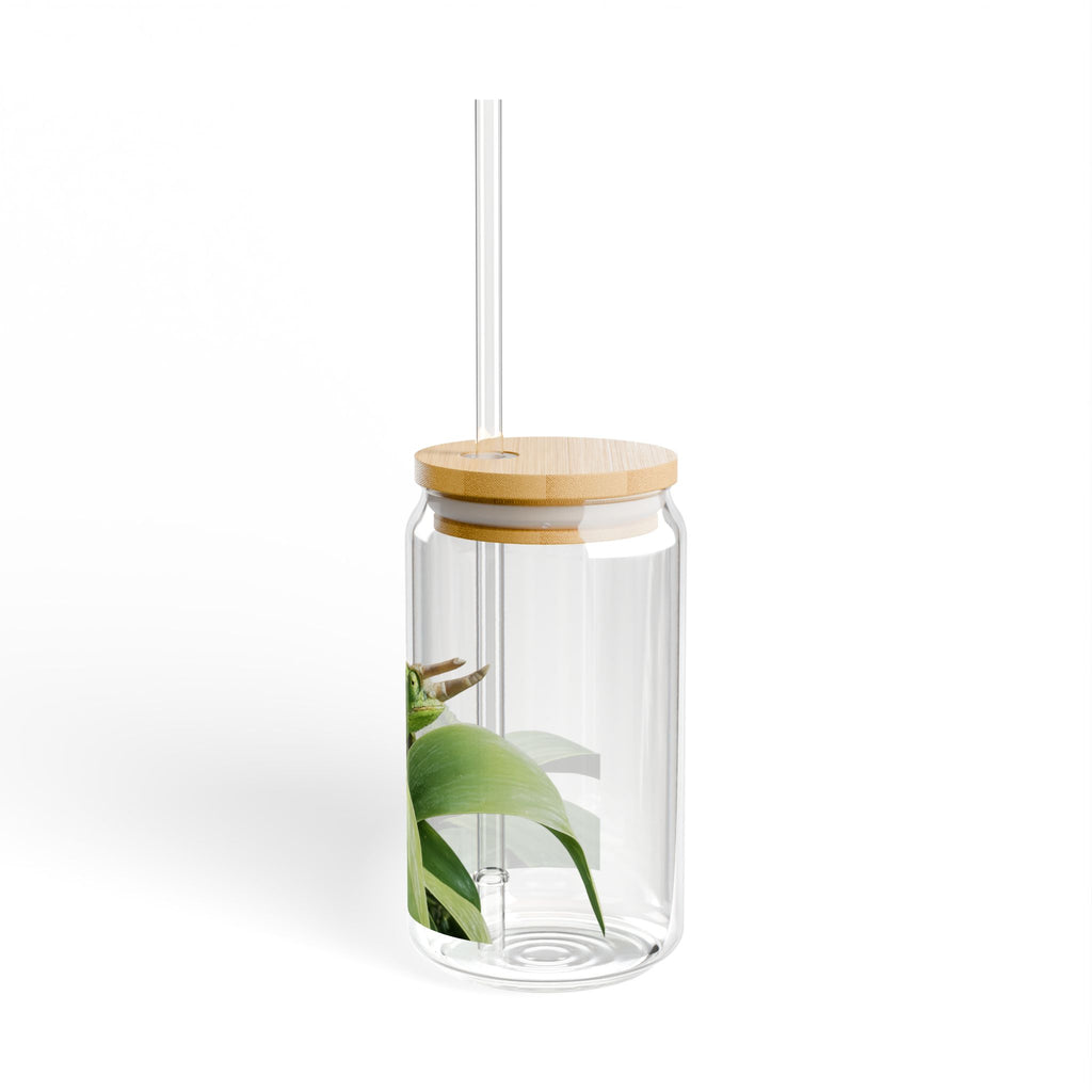 Jackson's Chameleon on Leaves Sipper Glass