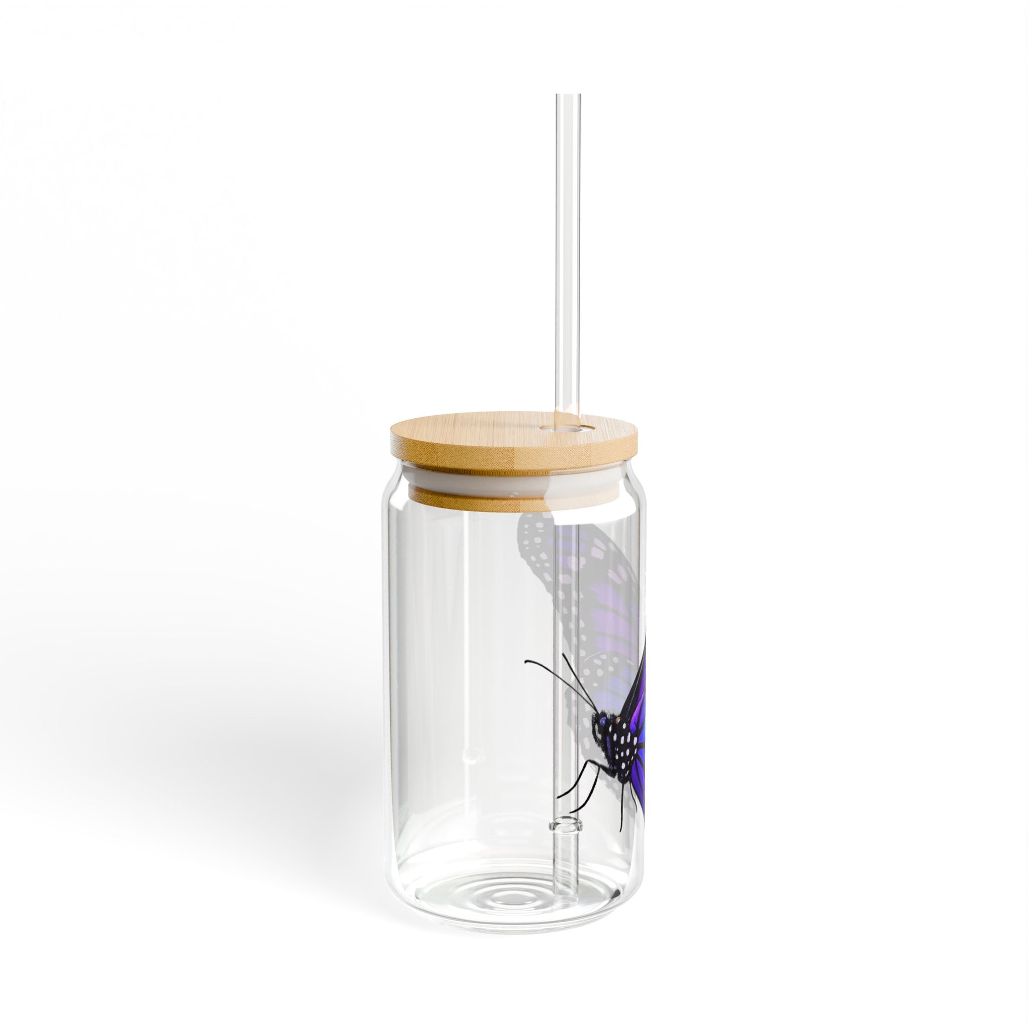 Purple Butterfly Sipper Glass | 16oz