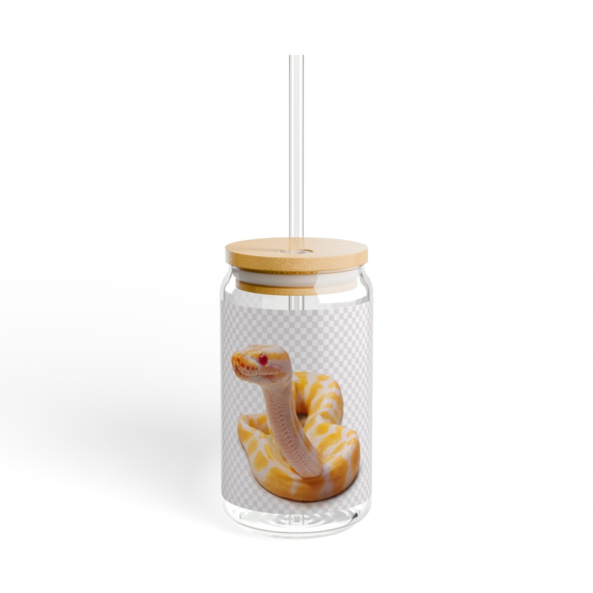 Albino Ball Python Sipper Glass, 16oz | Snake Reptile Drink Tumbler