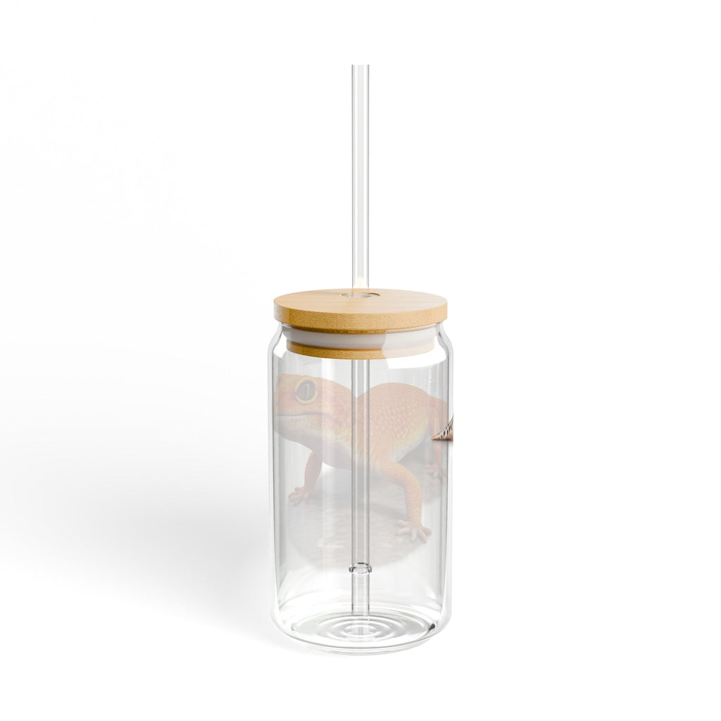 Orange Leopard Gecko Sipper Glass, 16oz | Reptile Pet Lover Tumbler