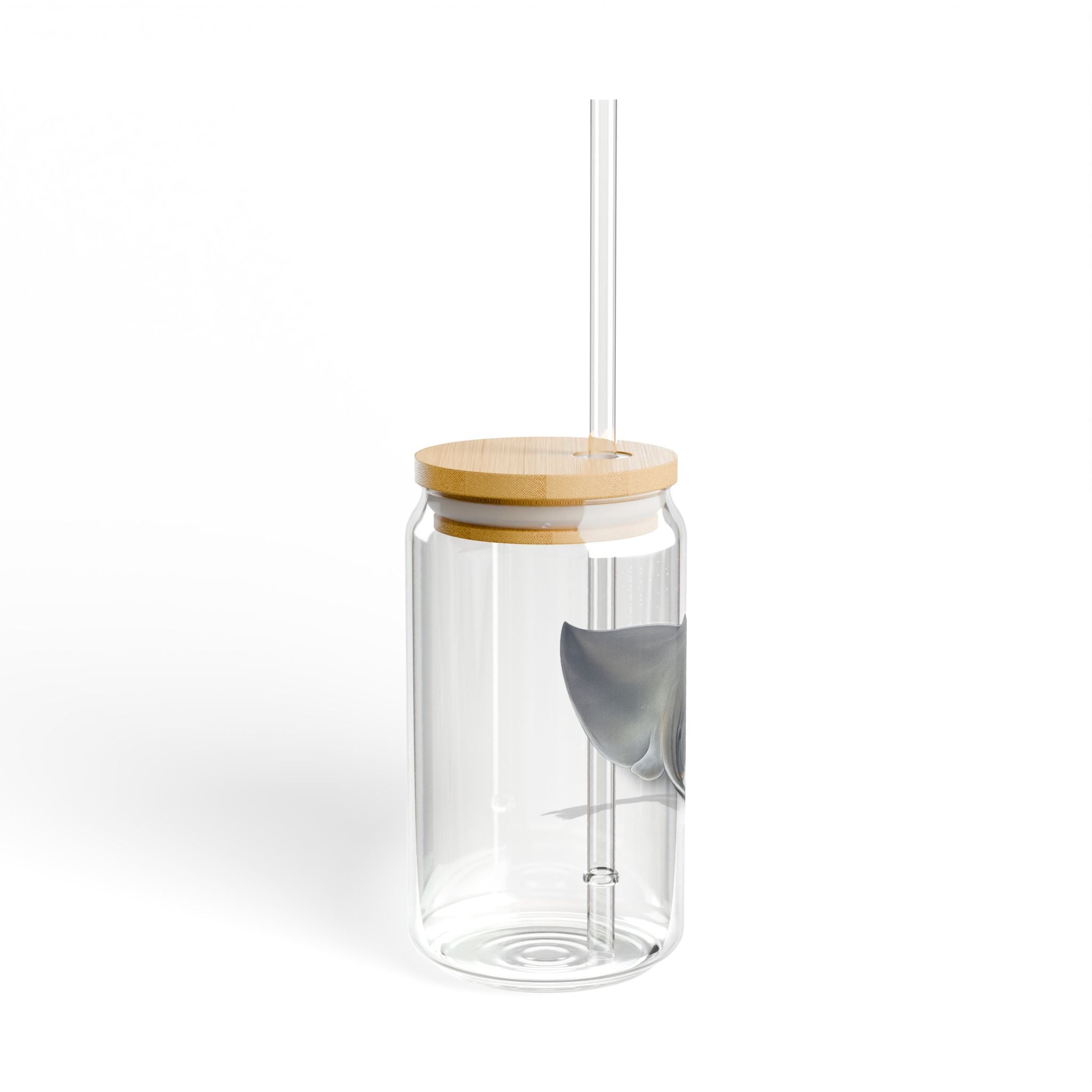 Manta Ray Illustration Sipper Glass | 16oz Clear Straw Tumbler