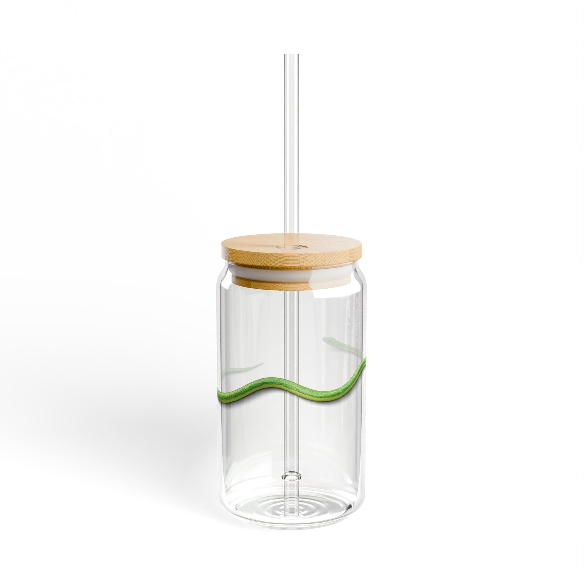 Green Snake Sipper Glass 16oz | Reusable Straw Tumbler