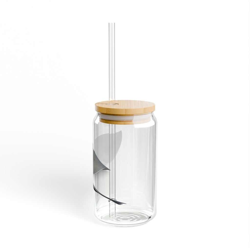 Manta Ray Illustration Sipper Glass | 16oz Clear Straw Tumbler