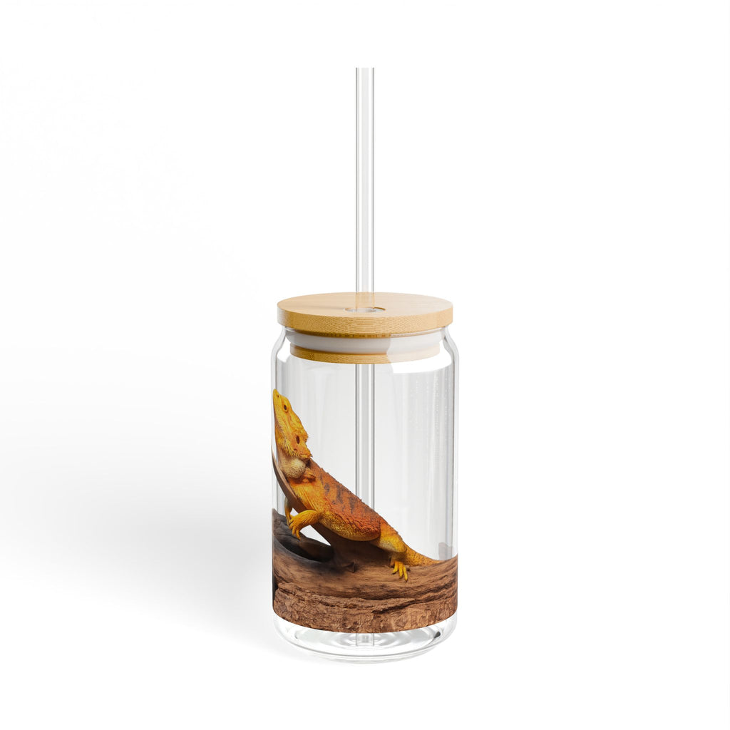 Bearded Dragon Sipper Glass | 16oz Reptile Terrarium Design
