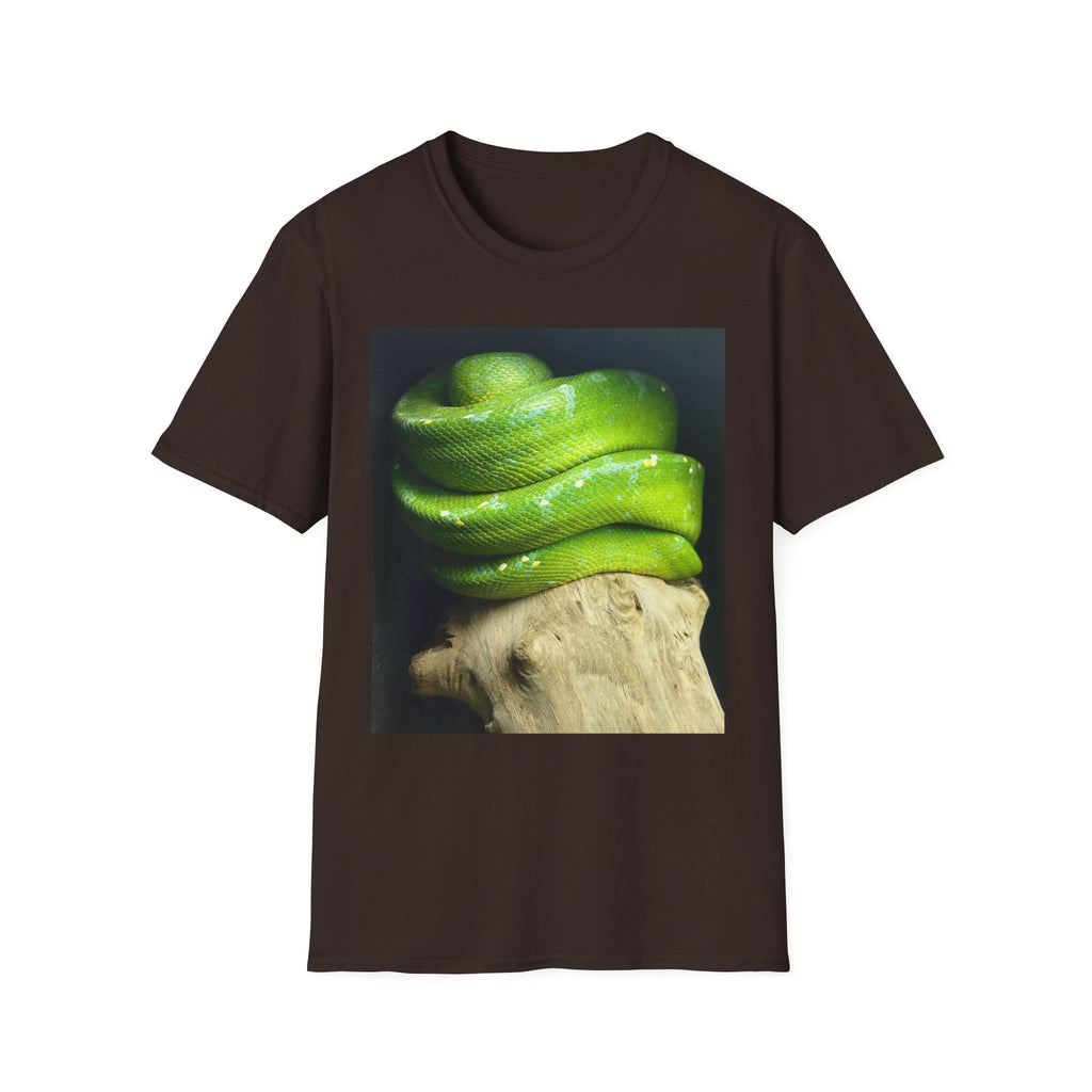 Green Tree Python on Driftwood T-Shirt | Tropical Snake Photography