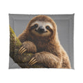 Smiling Sloth Comforter | Cute Animal Bedding, Wildlife Tree Climbing Print