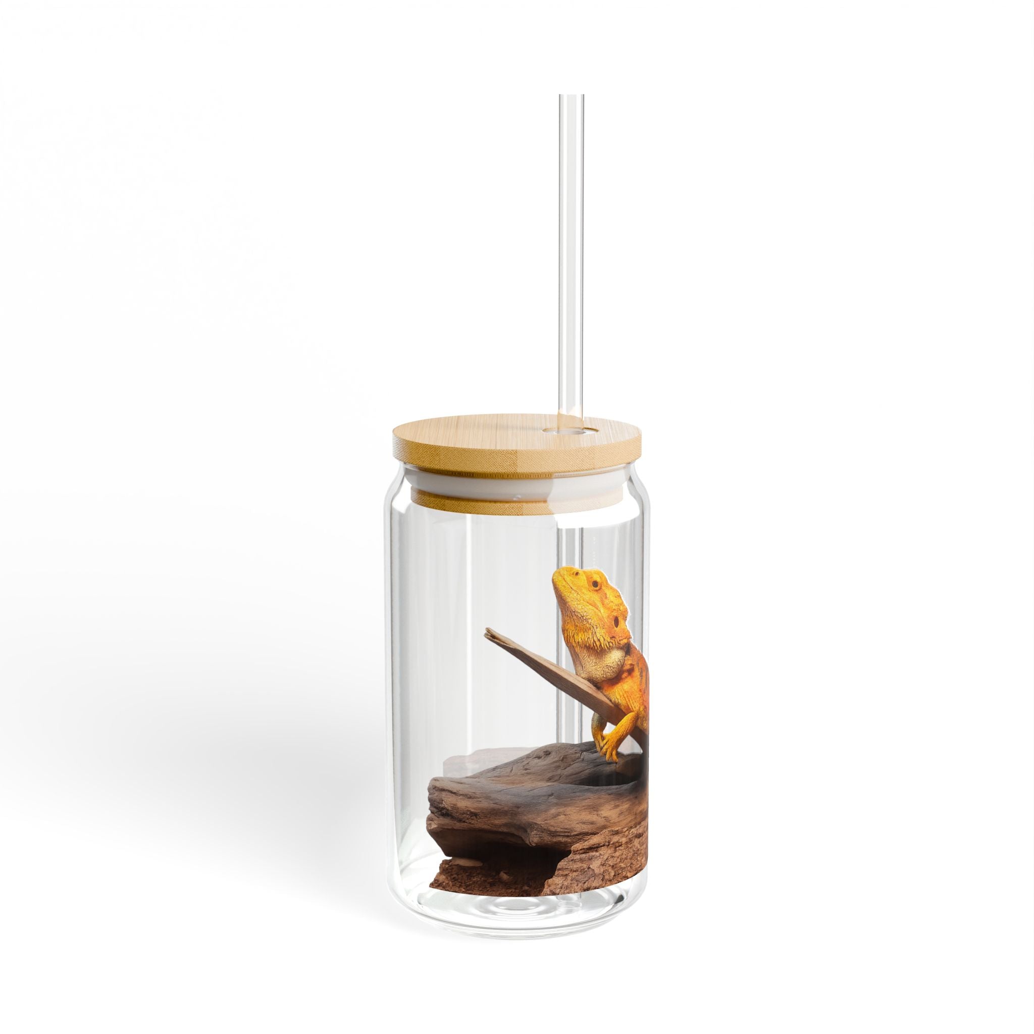 Bearded Dragon Sipper Glass | 16oz Reptile Terrarium Design