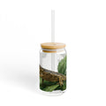 Baby Jackson's Chameleon Illustration Sipper Glass | 16oz Bamboo Lid