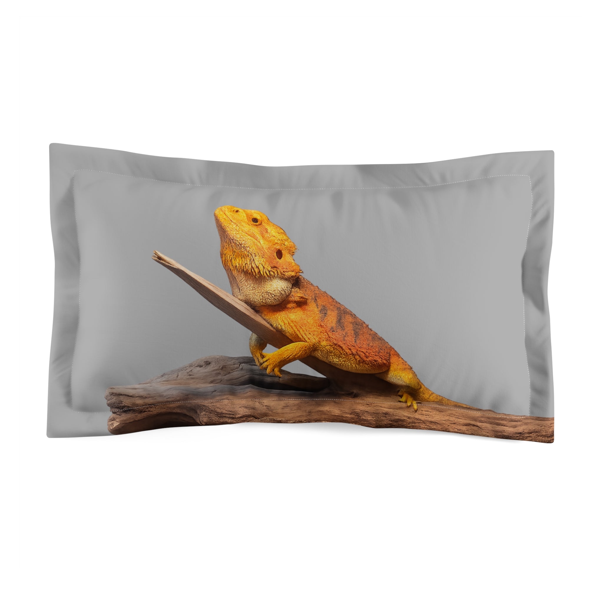 Grey Bearded Dragon Microfiber Pillow Sham | Reptile Decor