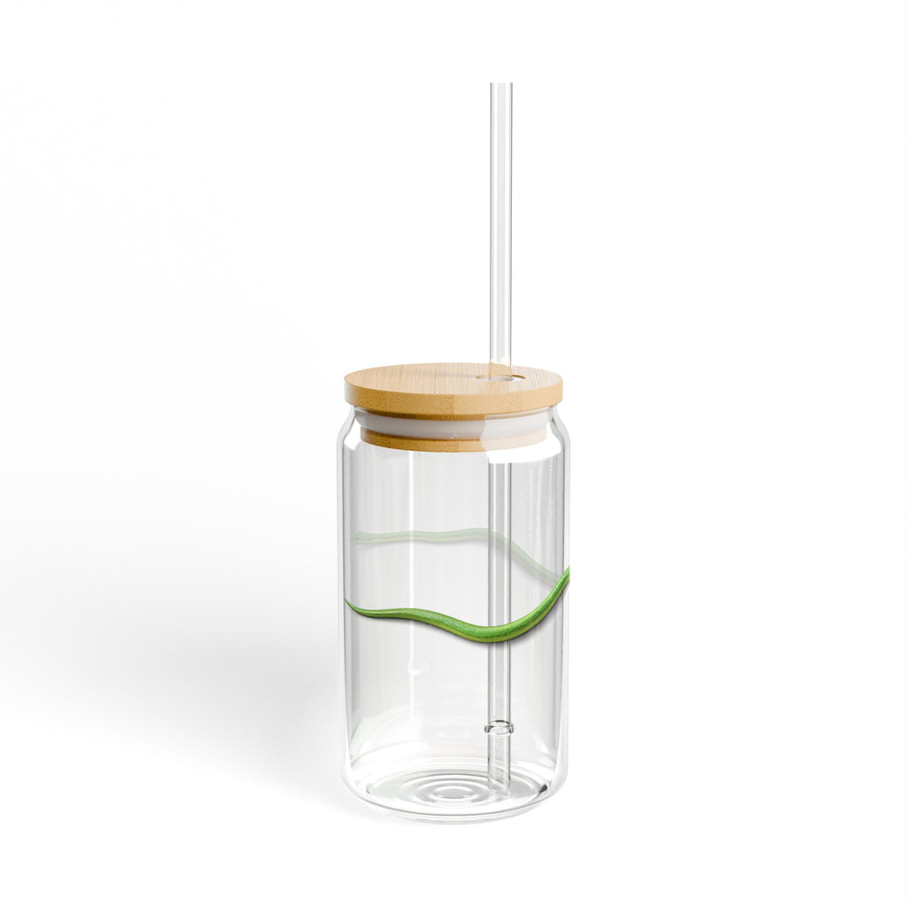 Green Snake Sipper Glass 16oz | Reusable Straw Tumbler