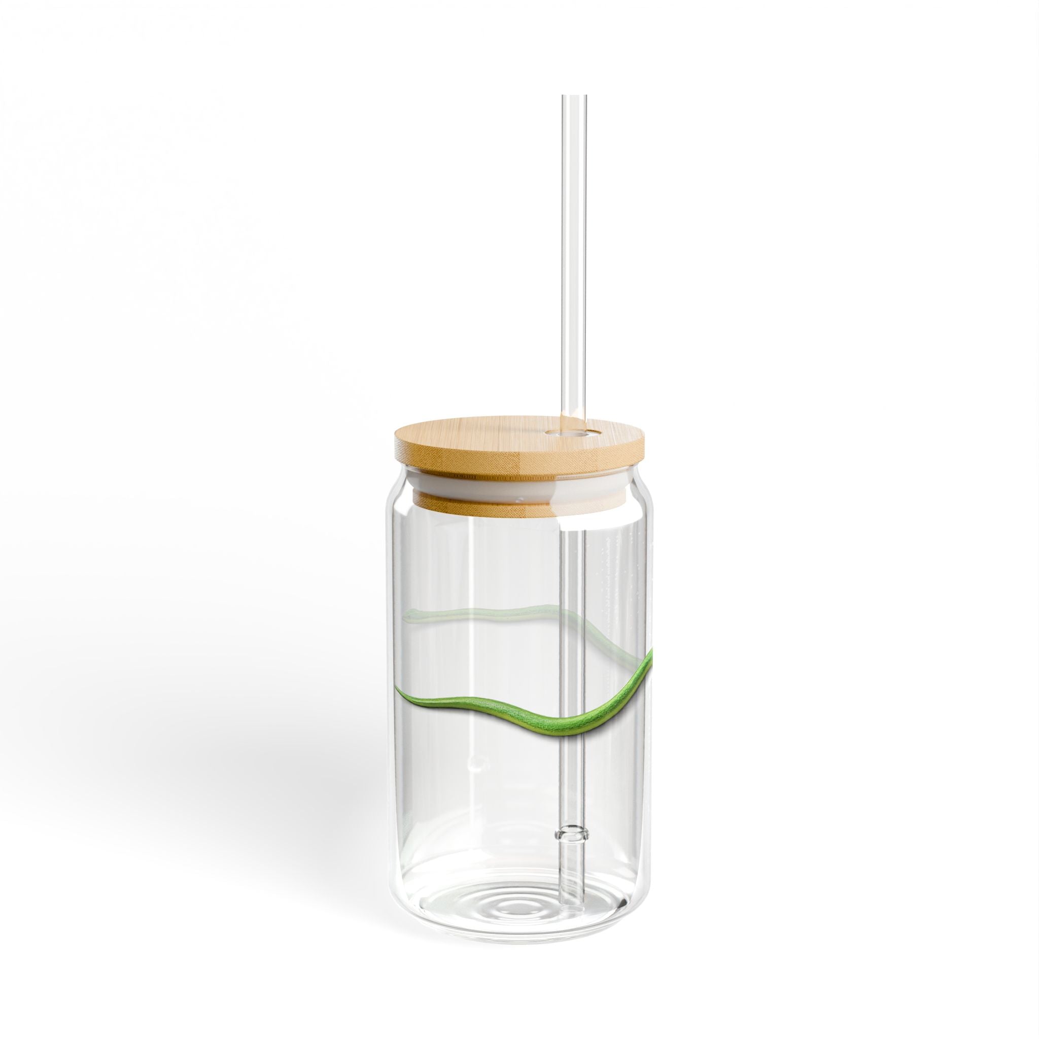 Green Snake Sipper Glass 16oz | Reusable Straw Tumbler