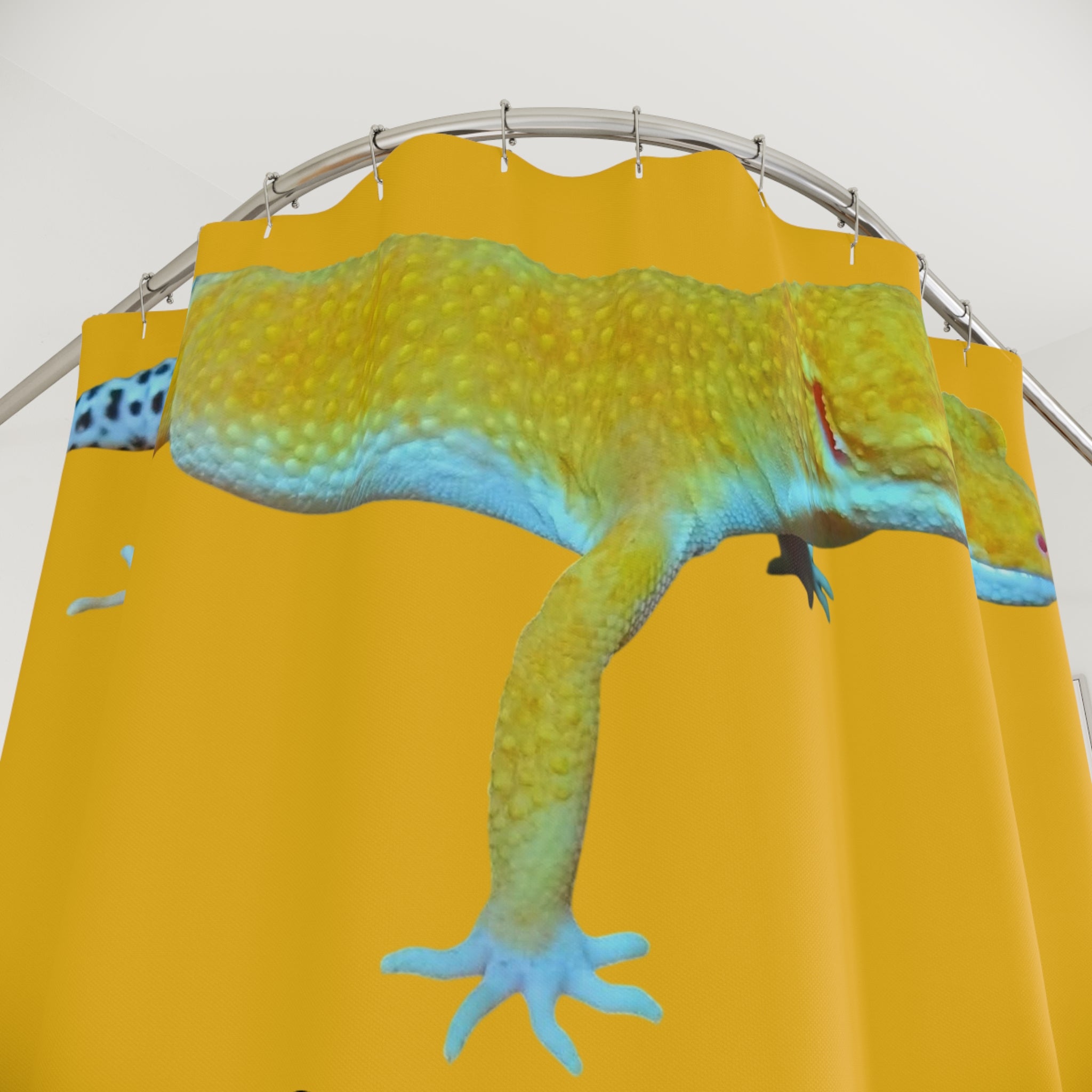 Gecko Yellow Shower Curtain | Tropical Lizard Bathroom Decor