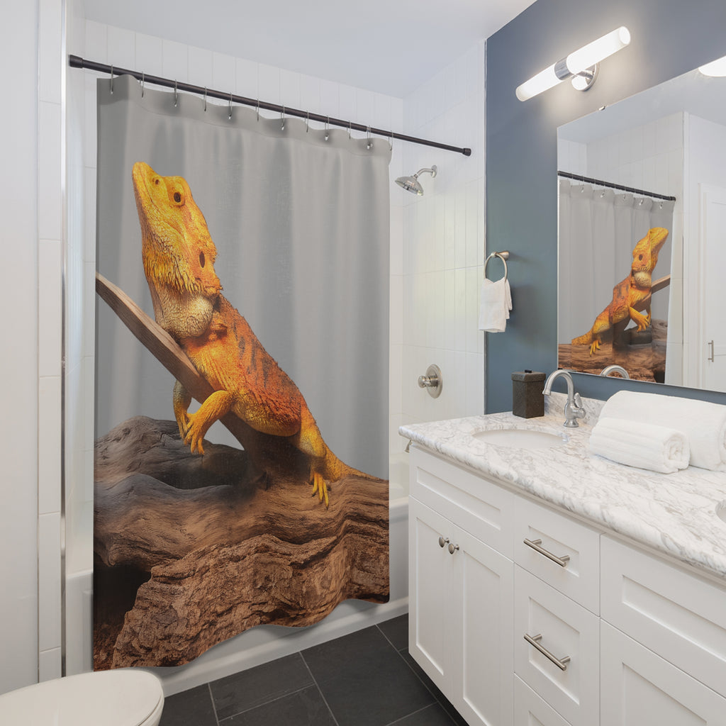 Orange Bearded Dragon Shower Curtain | Reptile Terrarium Decor