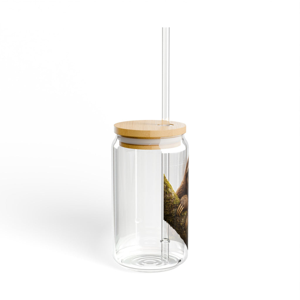 Smiling Sloth Sipper Glass, 16oz | Cute Animal Drink Tumbler