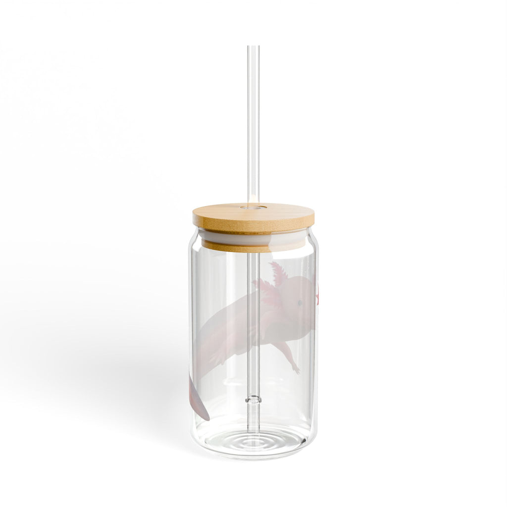 Pink Axolotl Sipper Glass 16oz | Cute Amphibian Drink Tumbler