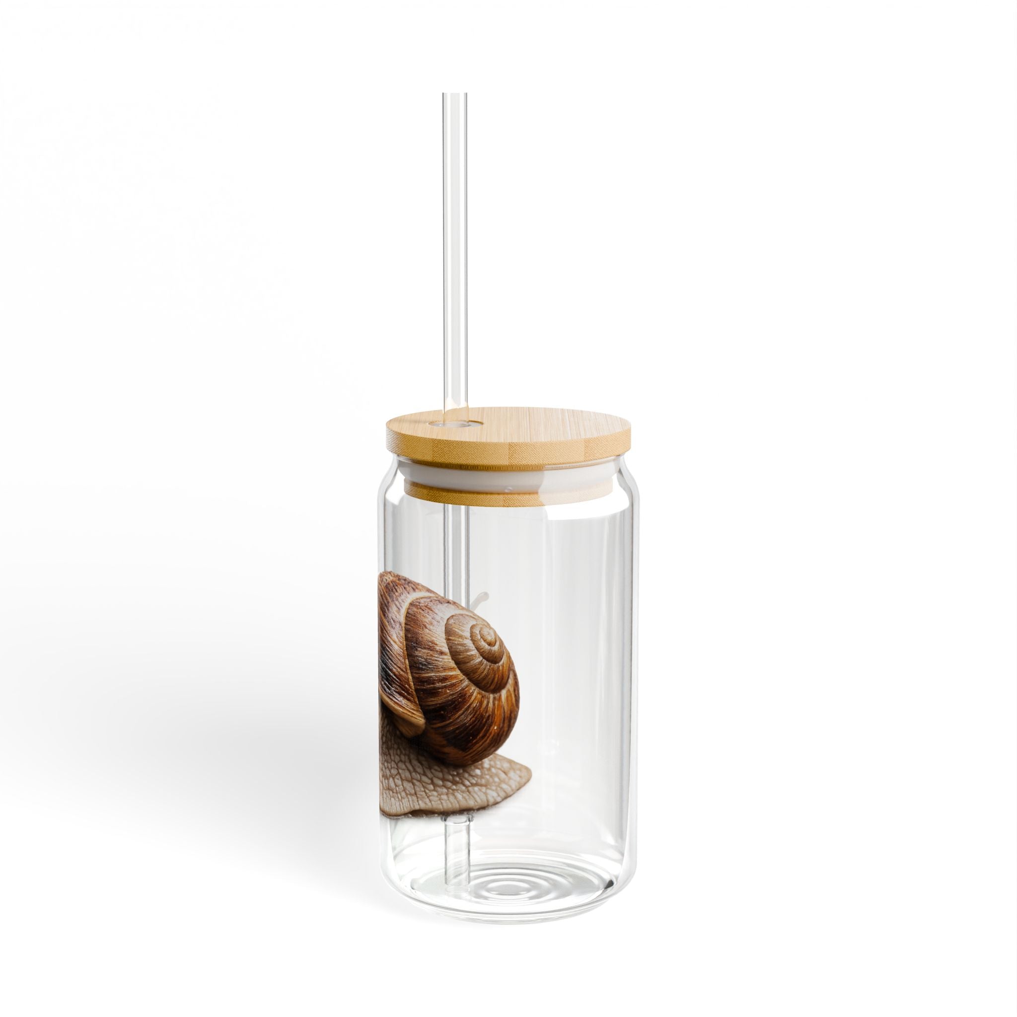 Realistic Snail Illustration Sipper Glass | 16oz Clear Tumbler