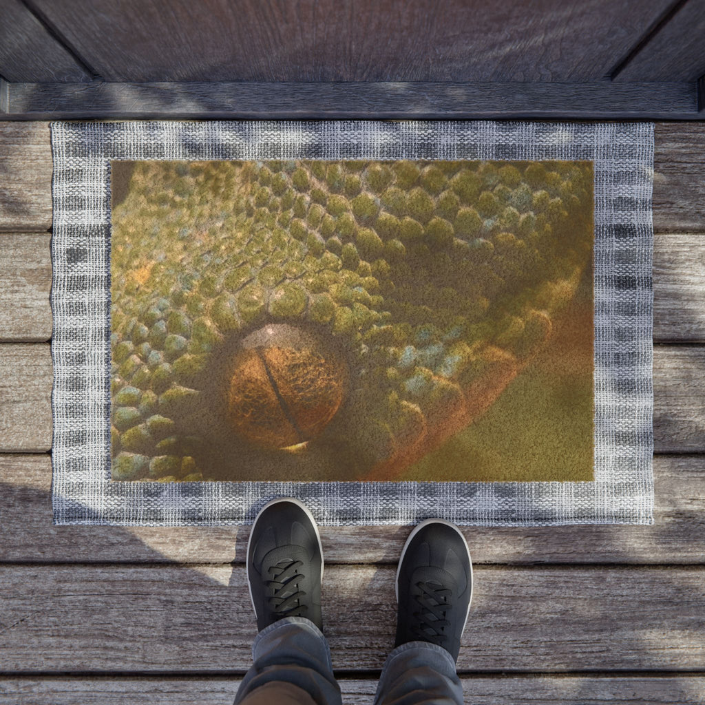 Green Snake Eye Doormat | Reptile Scale Entrance Mat
