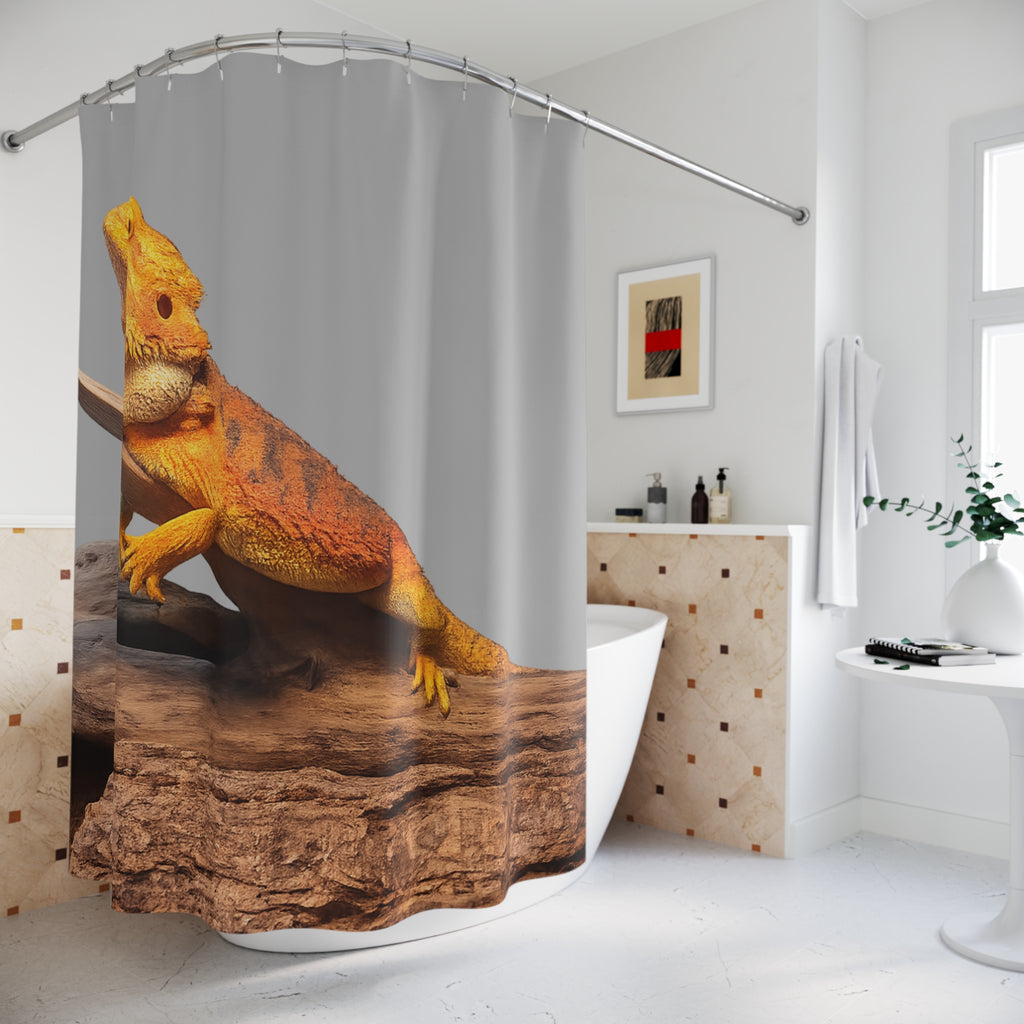 Orange Bearded Dragon Shower Curtain | Reptile Terrarium Decor