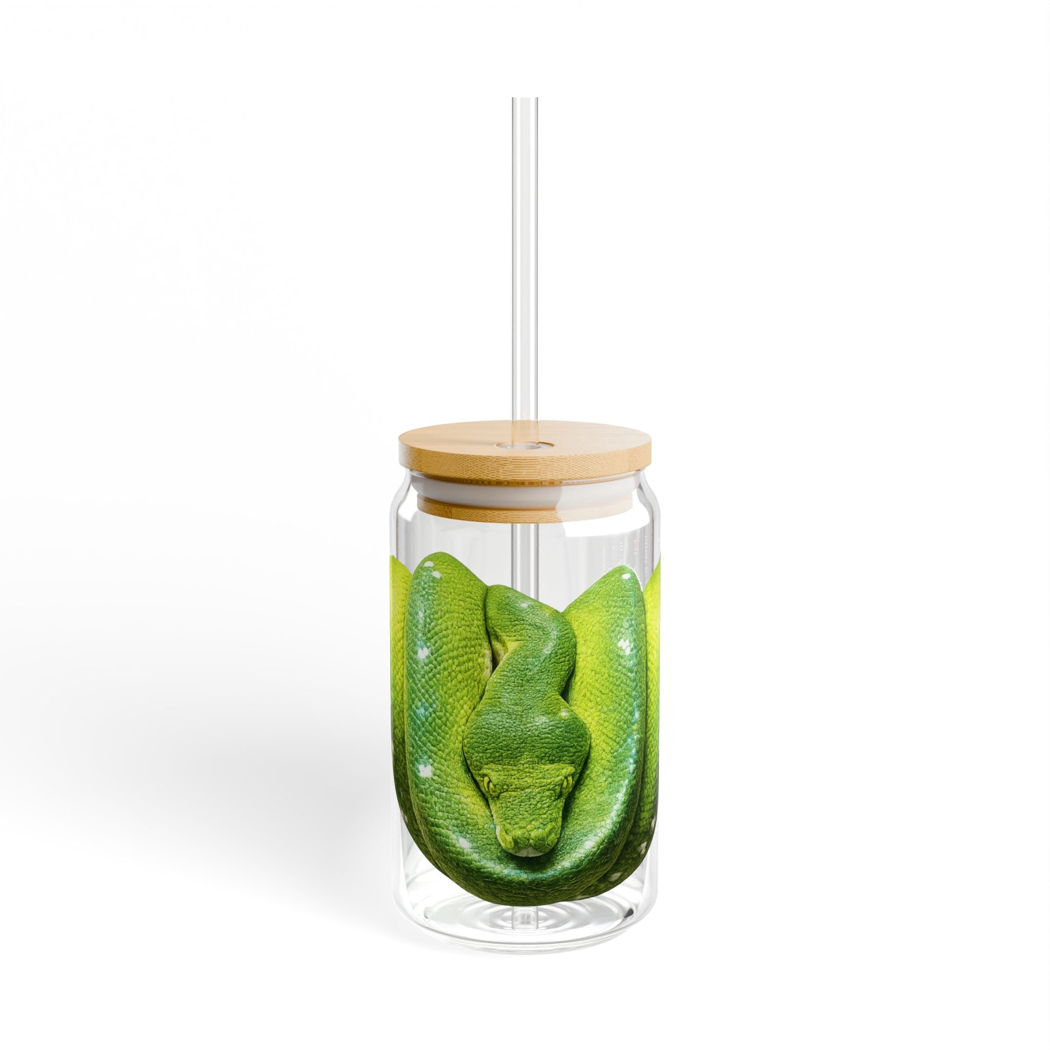 Green Tree Python Sipper Glass | 16oz