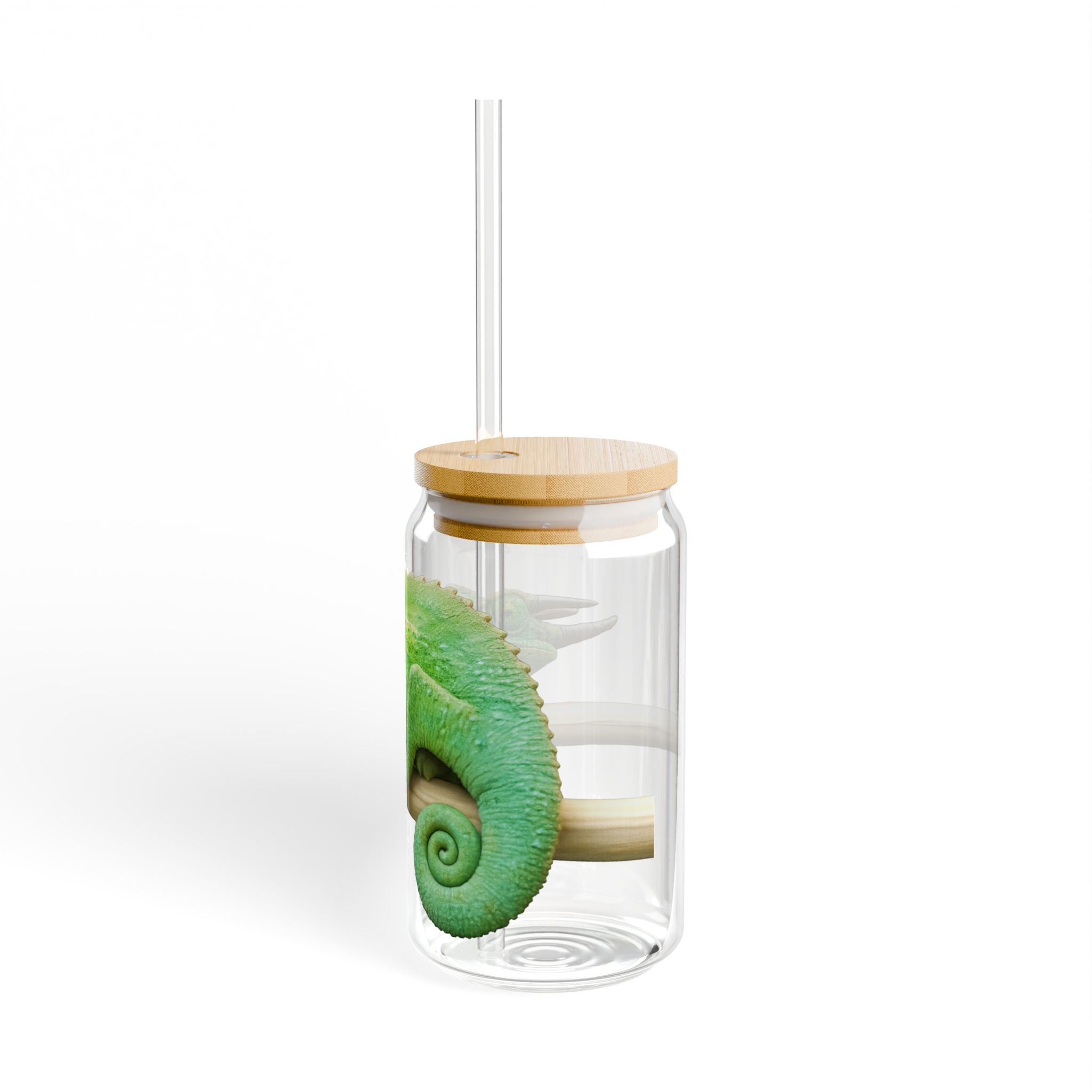 Jackson's Chameleon Illustration Sipper Glass