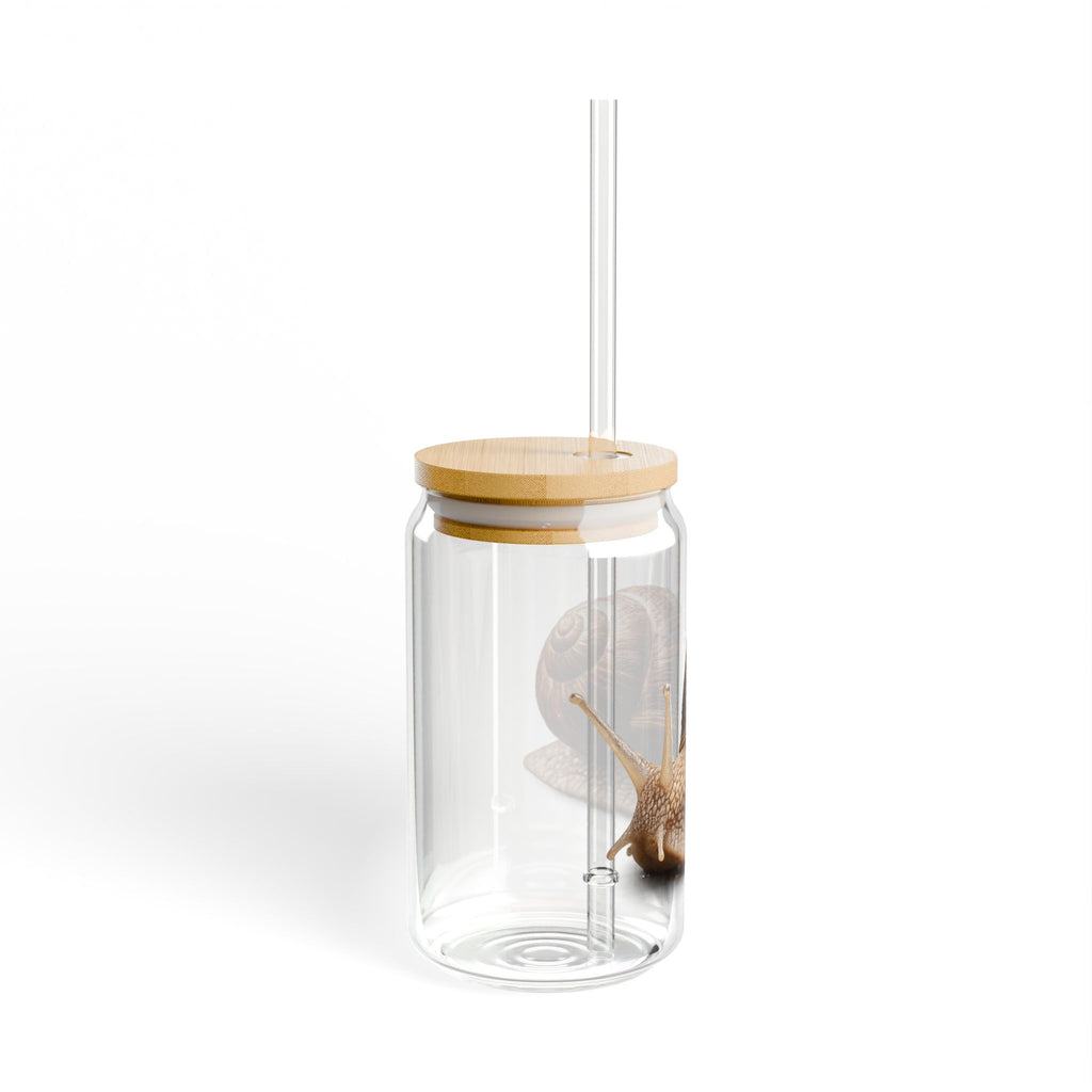 Realistic Snail Illustration Sipper Glass | 16oz Clear Tumbler