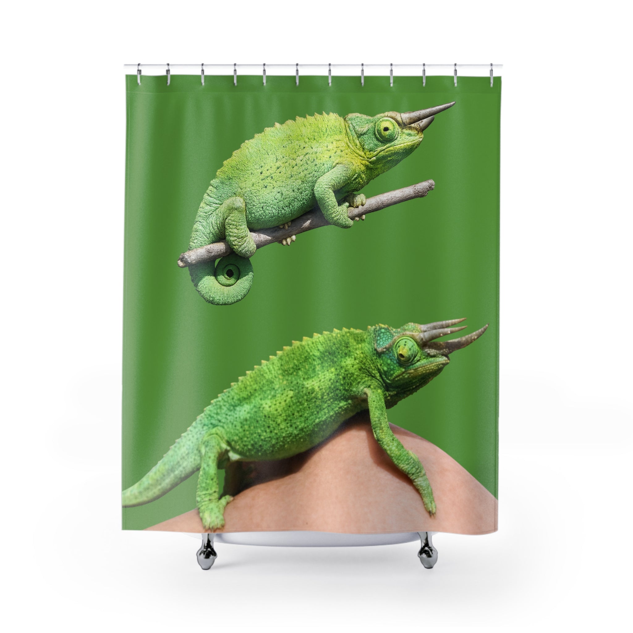 Jackson's Chameleon Shower Curtain | Tropical Reptile Bathroom Decor