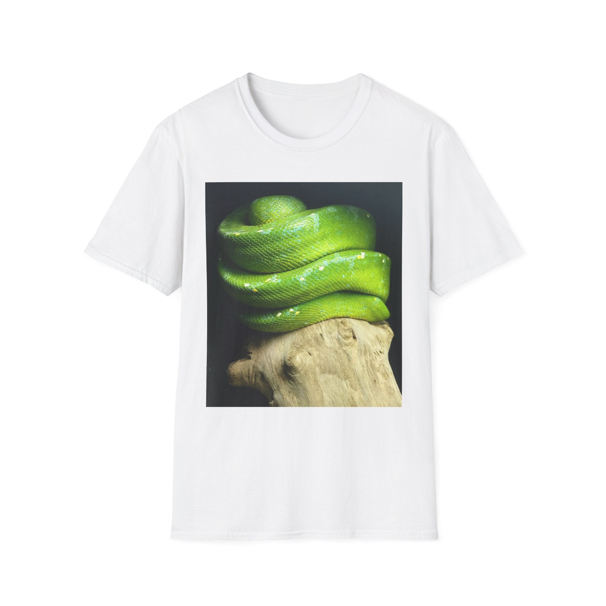 Green Tree Python on Driftwood T-Shirt | Tropical Snake Photography