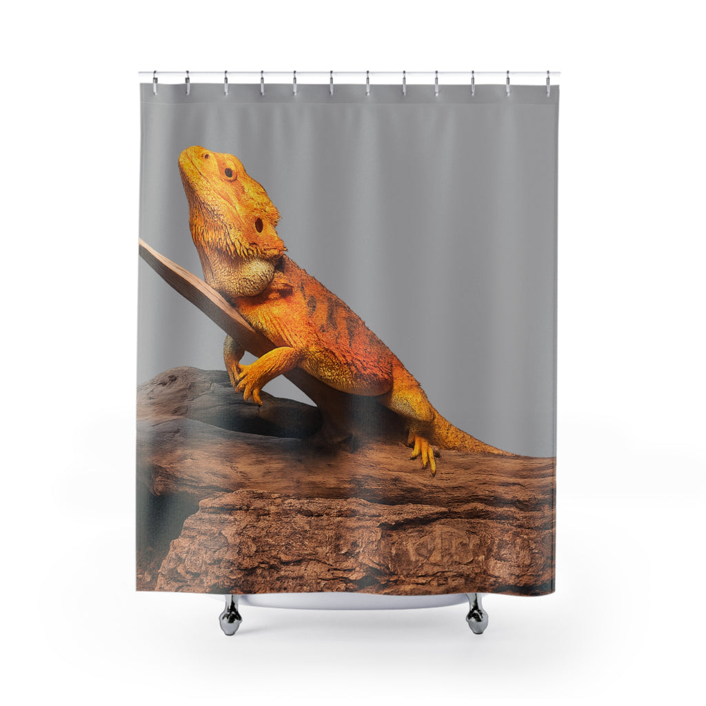 Orange Bearded Dragon Shower Curtain | Reptile Terrarium Decor