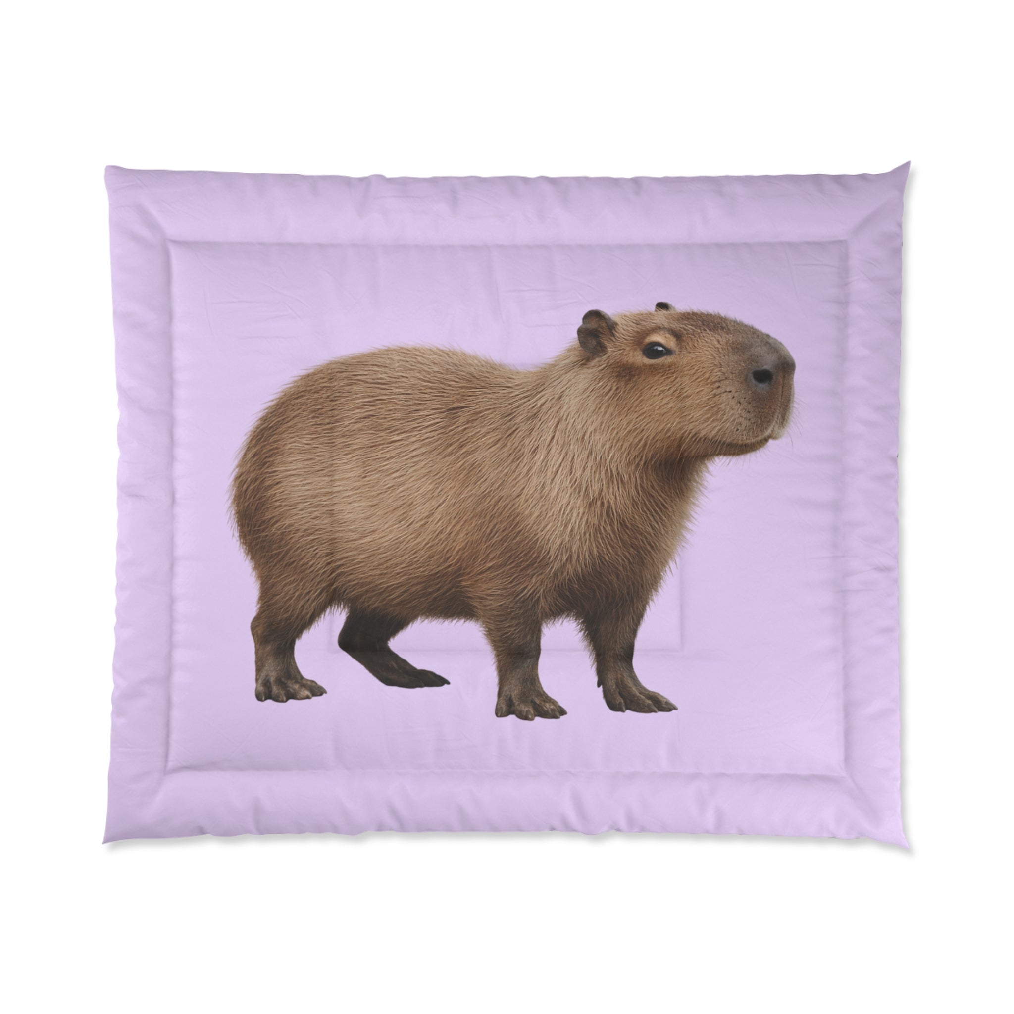 Capybara Pink Comforter | Cute Animal Bedding, Lavender Background