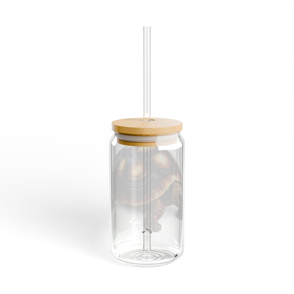 Realistic Turtle Illustration Sipper Glass | 16oz