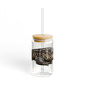 Tegu Lizard Sipper Glass | 16oz Glass Jar with Straw