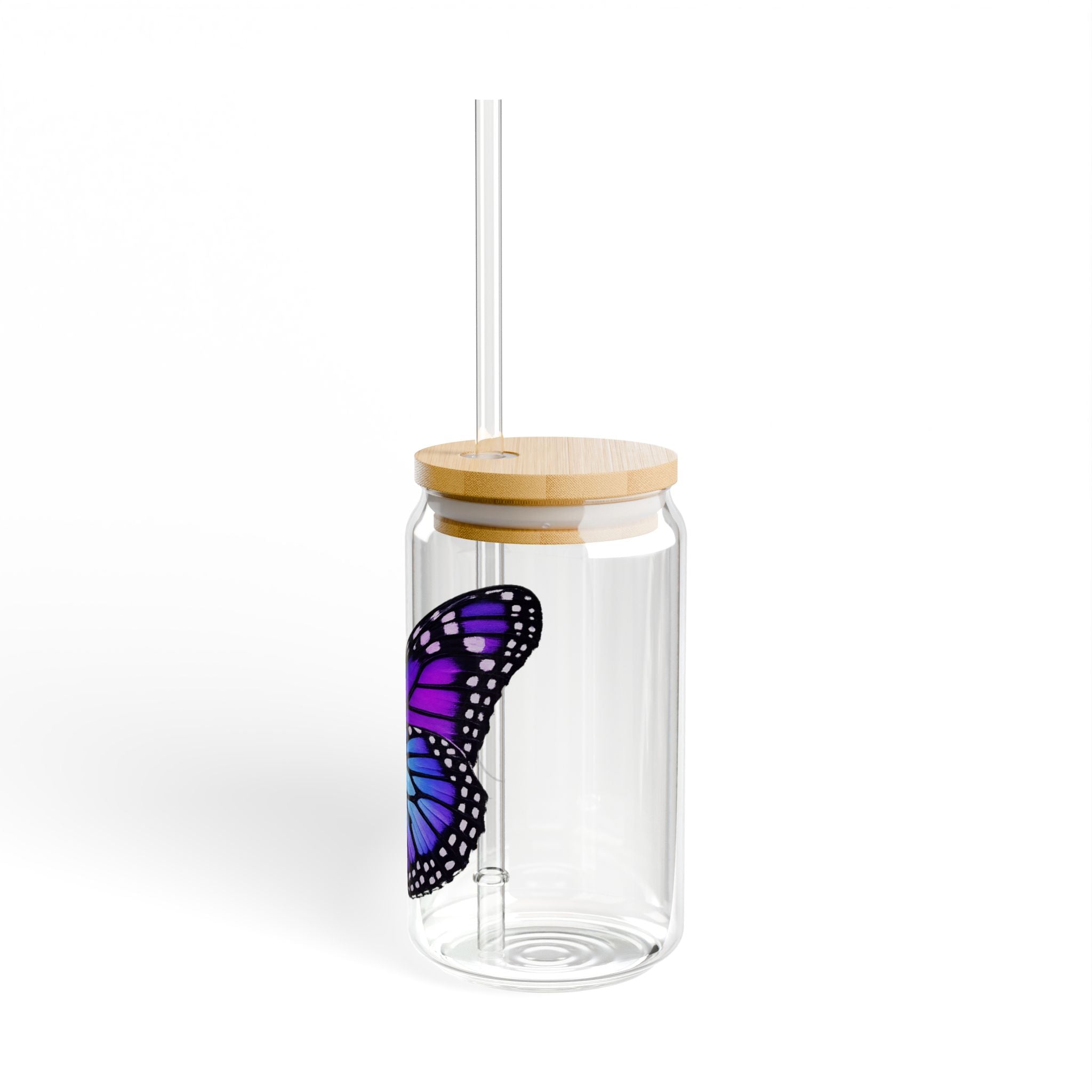 Purple Butterfly Sipper Glass | 16oz