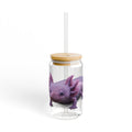 Purple Axolotl Sipper Glass | 16oz Clear Tumbler with Straw