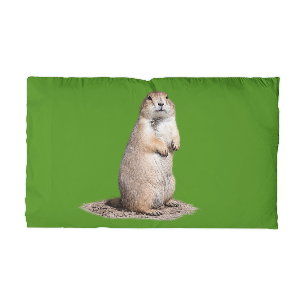 Standing Prairie Dog Microfiber Pillowcase | Green Background