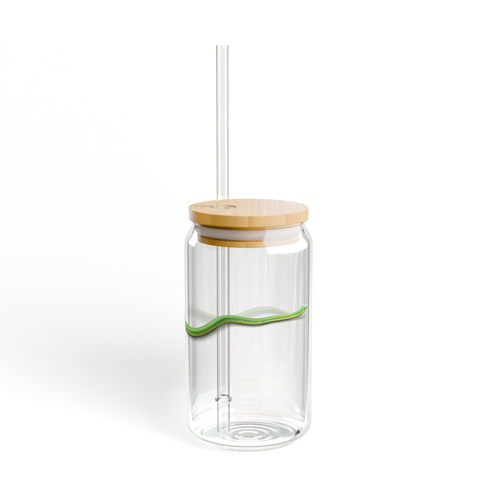 Green Snake Sipper Glass 16oz | Reusable Straw Tumbler