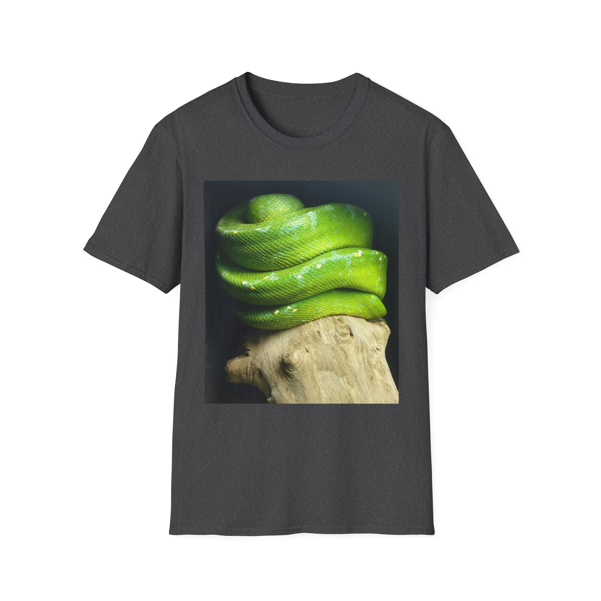 Green Tree Python on Driftwood T-Shirt | Tropical Snake Photography