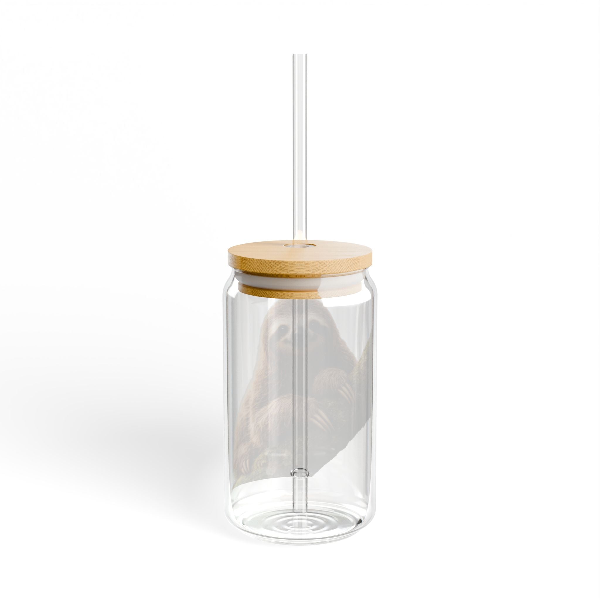 Smiling Sloth Sipper Glass, 16oz | Cute Animal Drink Tumbler