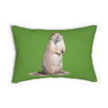 Standing Prairie Dog lumbar pillow | green background, animal decor